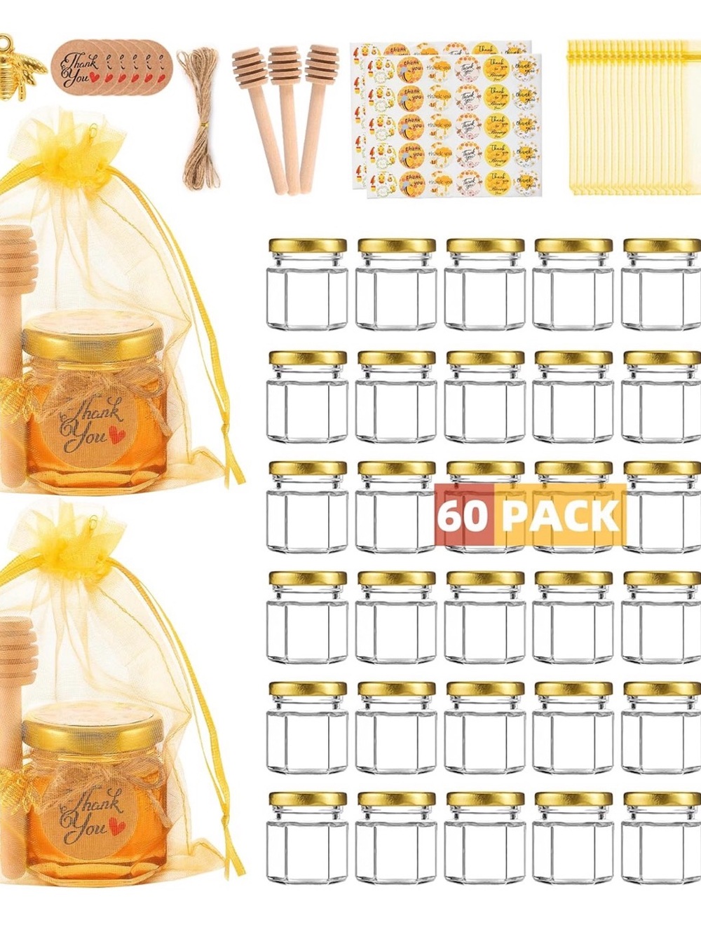 Set of 40 Mini Honey Jars